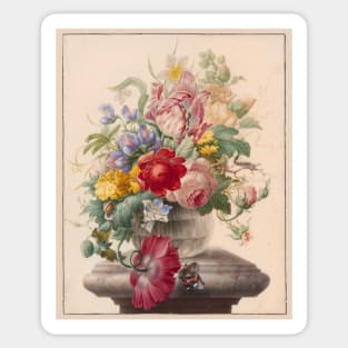 Flowers in a Glass Vase with a Butterfly Sticker